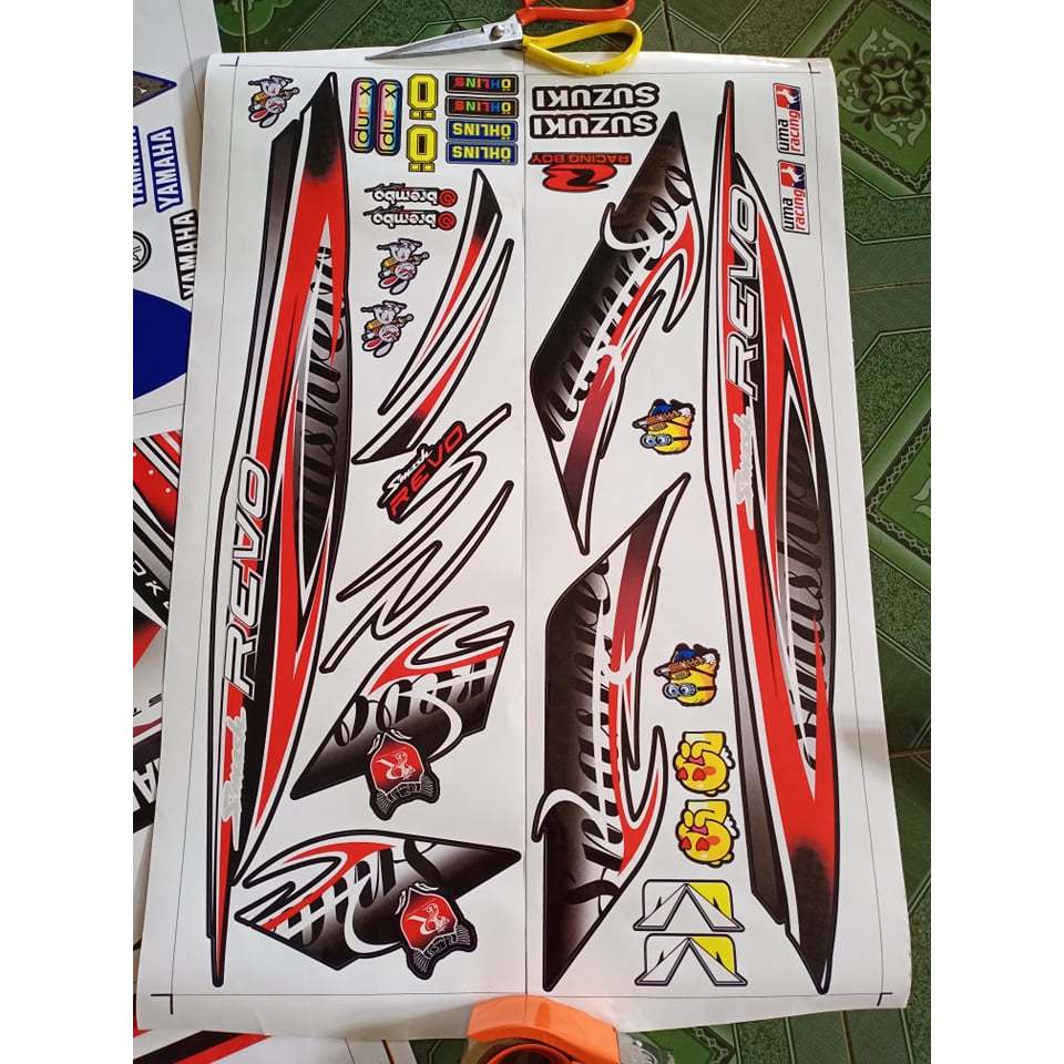 Tem rời,decal dán xe revo suzuki đỏ đen