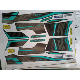 Tem rời.decal dán xe sirius xám đen chỉ xanh lục bảo