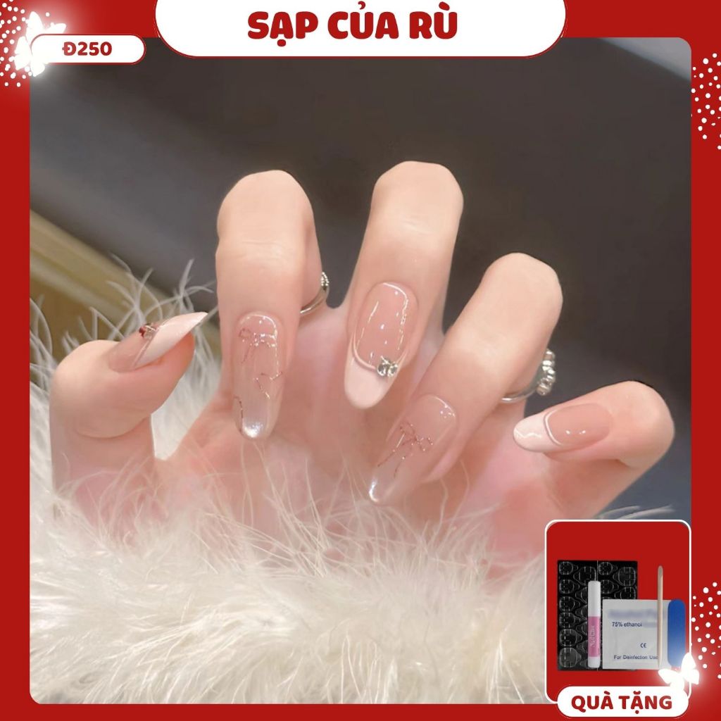 Đ250 Móng tay giả NGắn bộ 30 móng form oval, nail giả y2k, nail giả dễ thương, nail giả nghỉ lễ