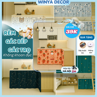 Rèm dán bếp, rèm che gác trọ, rèm che kệ bếp nhiều kích thước, Dây buộc tóc xinh xắn tặng khách hàng thân yêu WINYA