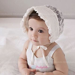 Mũ nón cho bé gái trắng ren cho bé gái sơ sinh dễ thương đi Lễ, đi chơi