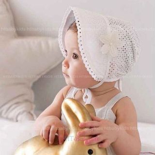 Mũ nón cho bé gái trắng ren cho bé gái sơ sinh dễ thương đi Lễ, đi chơi