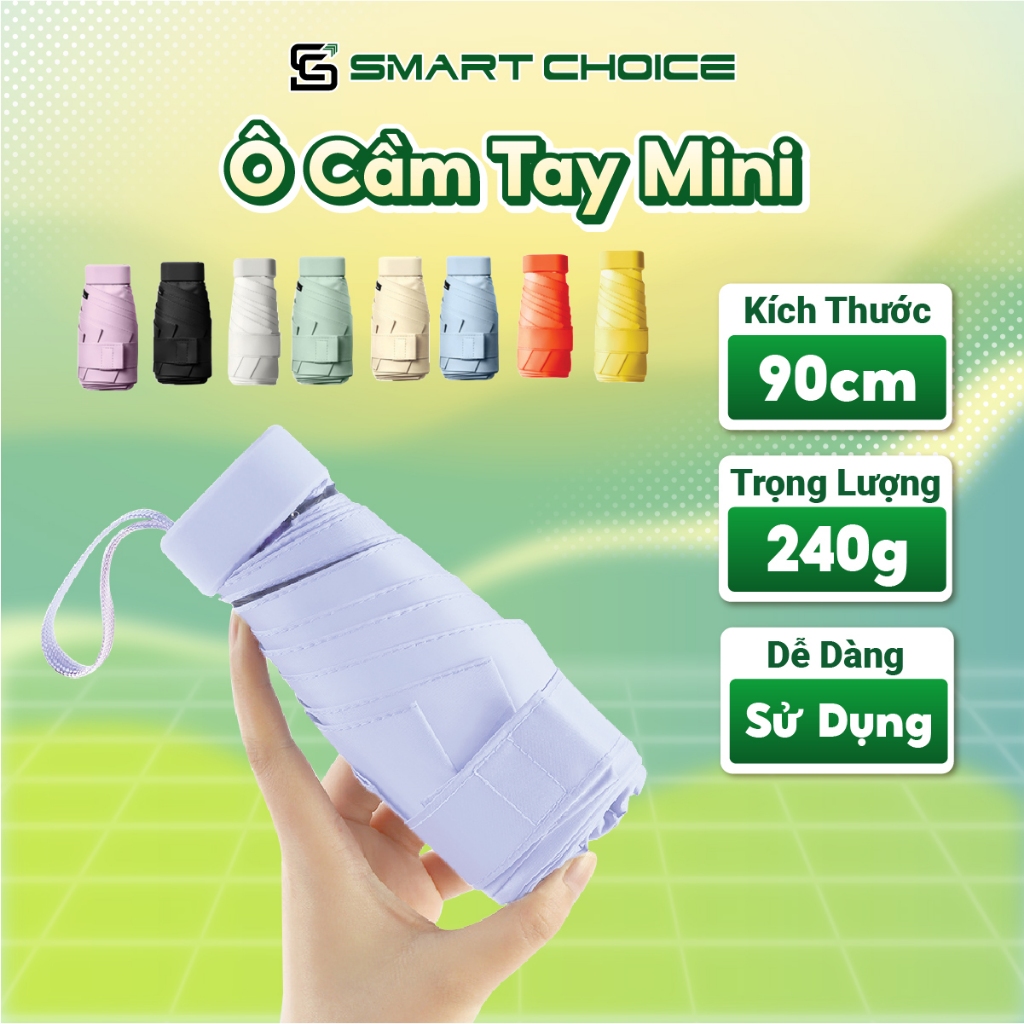 Ô Mini Che Nắng Gấp Gọn 15cm SmnartChoice SCG-PK012 Chống Tia UV 3 Lớp Tiện Lợi Đi Du Lịch
