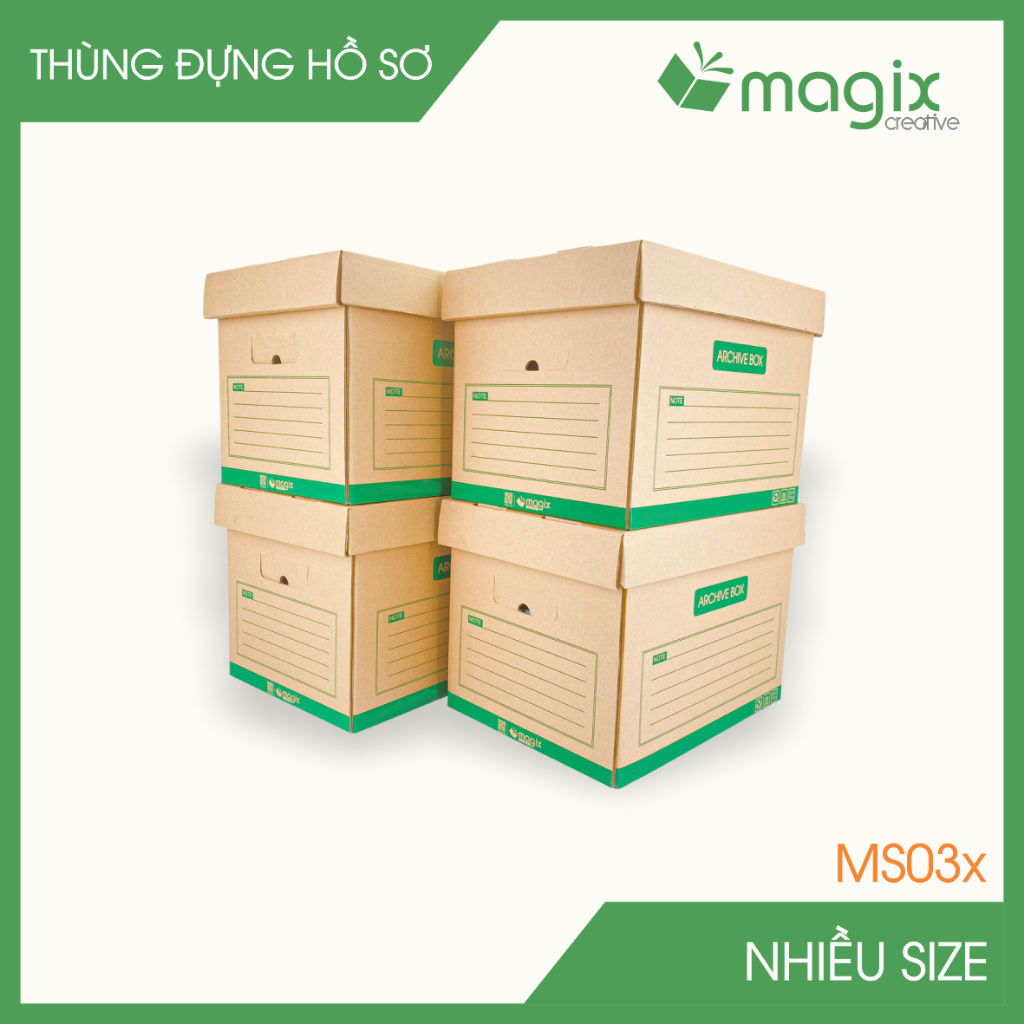 MS03A/MS03B - Nhiều size - Combo 5 Thùng đựng hồ sơ A3, A4 nắp rời