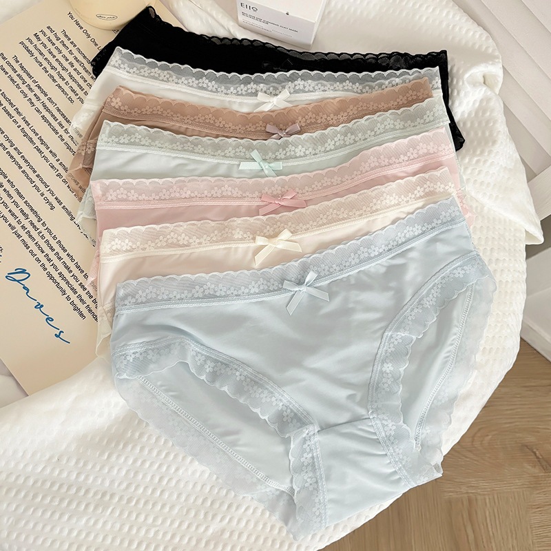 Set 5 Quần Lót Nữ Chất Su Lụa Băng Tàng Hình Phối Viền Ren Mềm Mịn Đáy Lót Cotton May (CHE TÊN SẢN PHẨM).
