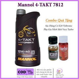 Dầu Nhớt Xe Số, Côn Tay Mannol 7812 Tặng Kèm 1 Súc Động Cơ E20 Và 1 Phụ Gia Nhớt Mới (Có Chiết Lẻ)