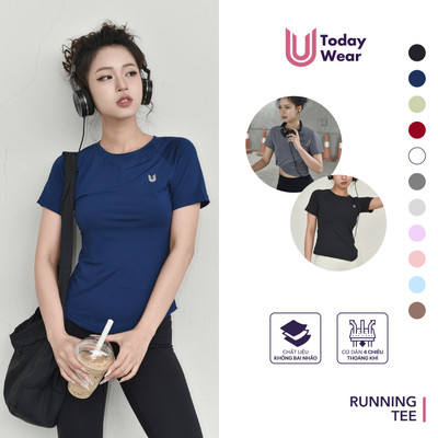 Áo tập gym yoga cổ tròn nữ BIGSIZE Running Tee ngắn tay vải thoáng mát Today U Wear
