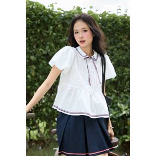Áo babydoll tay ngắn viền lai phối nơ cổ bèo THE C.I.U - Brenda Top