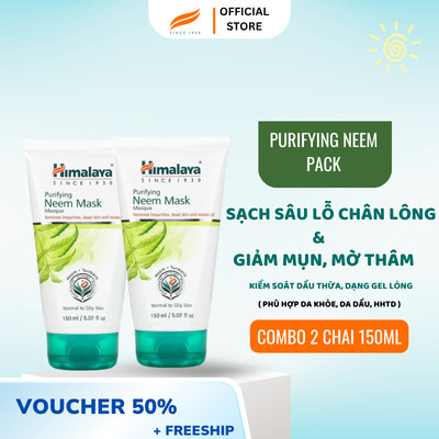 [Himalaya x KOL] COMBO 2 mặt nạ đất sét Himalaya Purifying Neem Face Pack 150ml/chai