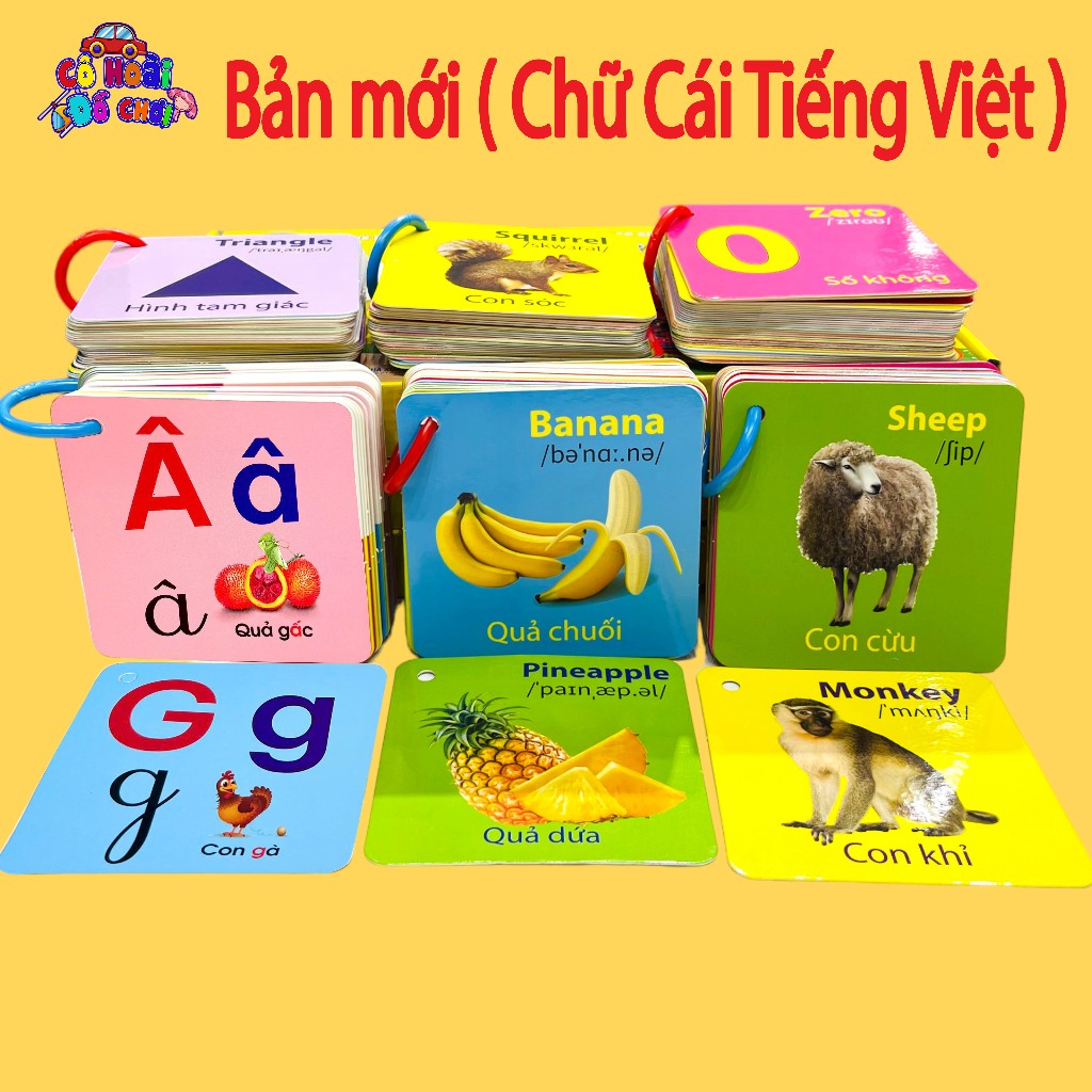 156 thẻ học thông minh Song Ngữ kích thích thị giác cho bé
