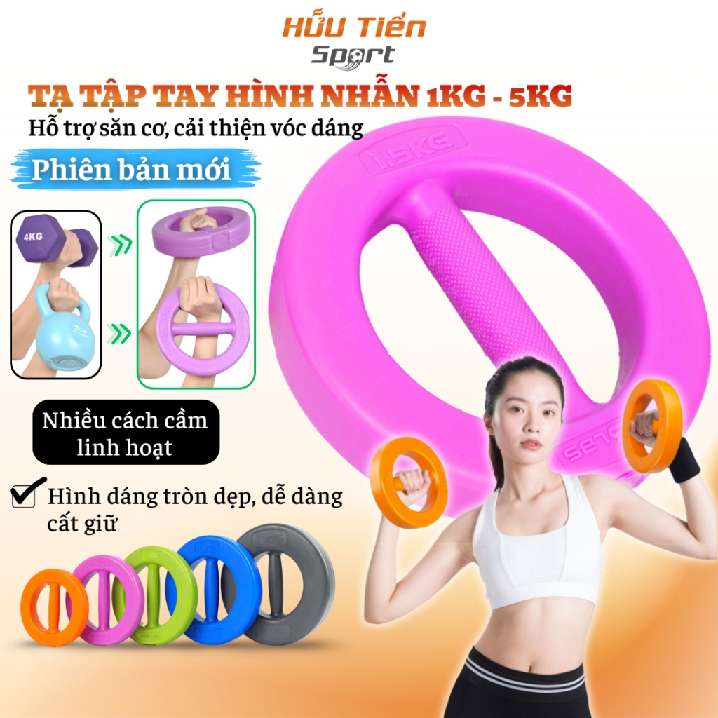 Bộ Tạ Nhựa Tập Tay Nhẫn Đôi 1KG - 5KG, Tạ Hình Vòng Tròn Tập Gym Nam Nữ Thể Dục Thể Thao Tại Nhà