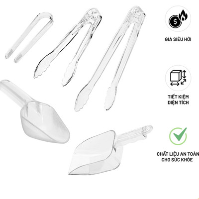 Kẹp Gắp Thức Ăn / Muỗng Xúc Đá / Thìa Gắp Bánh Bằng Nhựa Trong Cao Cấp - Cobihome