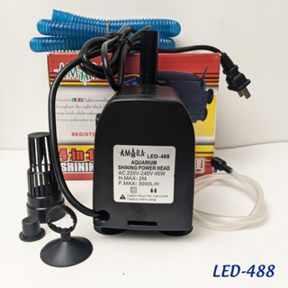Máy bơm hồ cá 3 trong 1, bơm tạo oxy kèm có led AMARA Led 488 45w lưu lượng 3000L/H