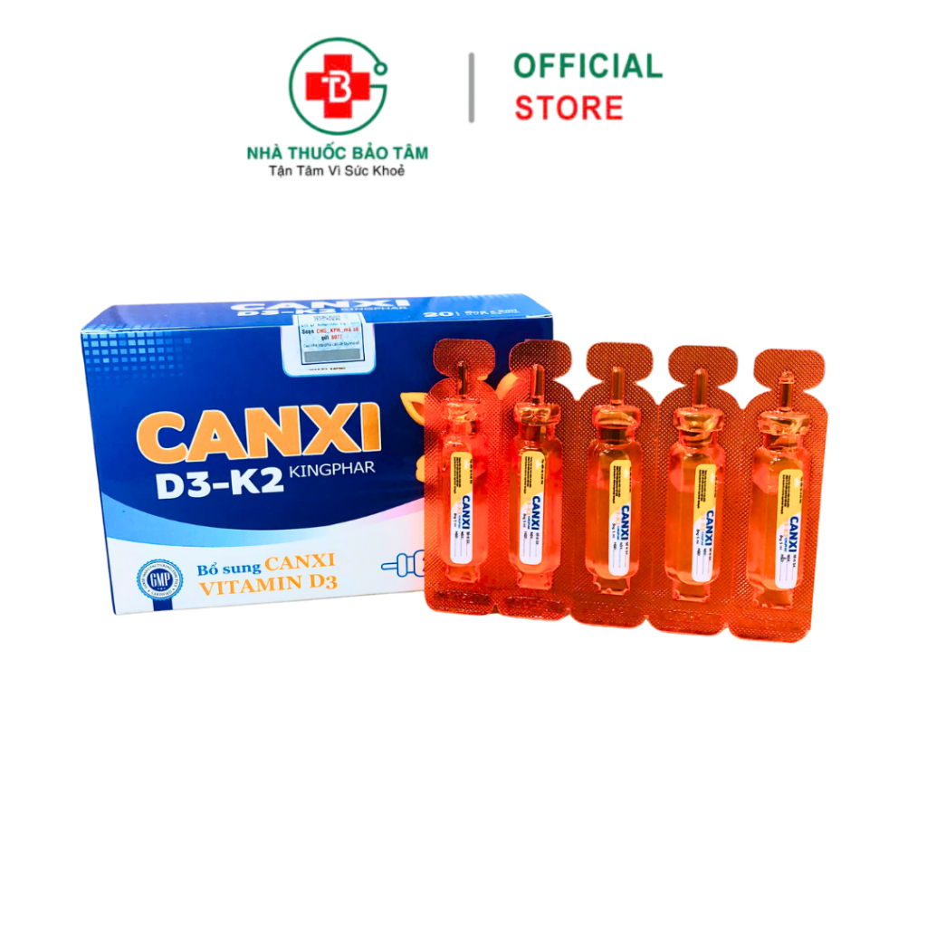 Siro Canxi D3 - K2 KINGPHAR bổ sung Canxi, Vitamin D3, K2 cho cơ thể - Hộp 20 ống x 5ml