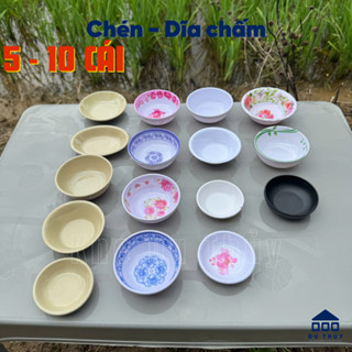  Dĩa chấm chén chấm  COMBO 5-10 CÁI  đựng nước mắm đựng tương nhựa melamine nhựa phíp hình tròn 