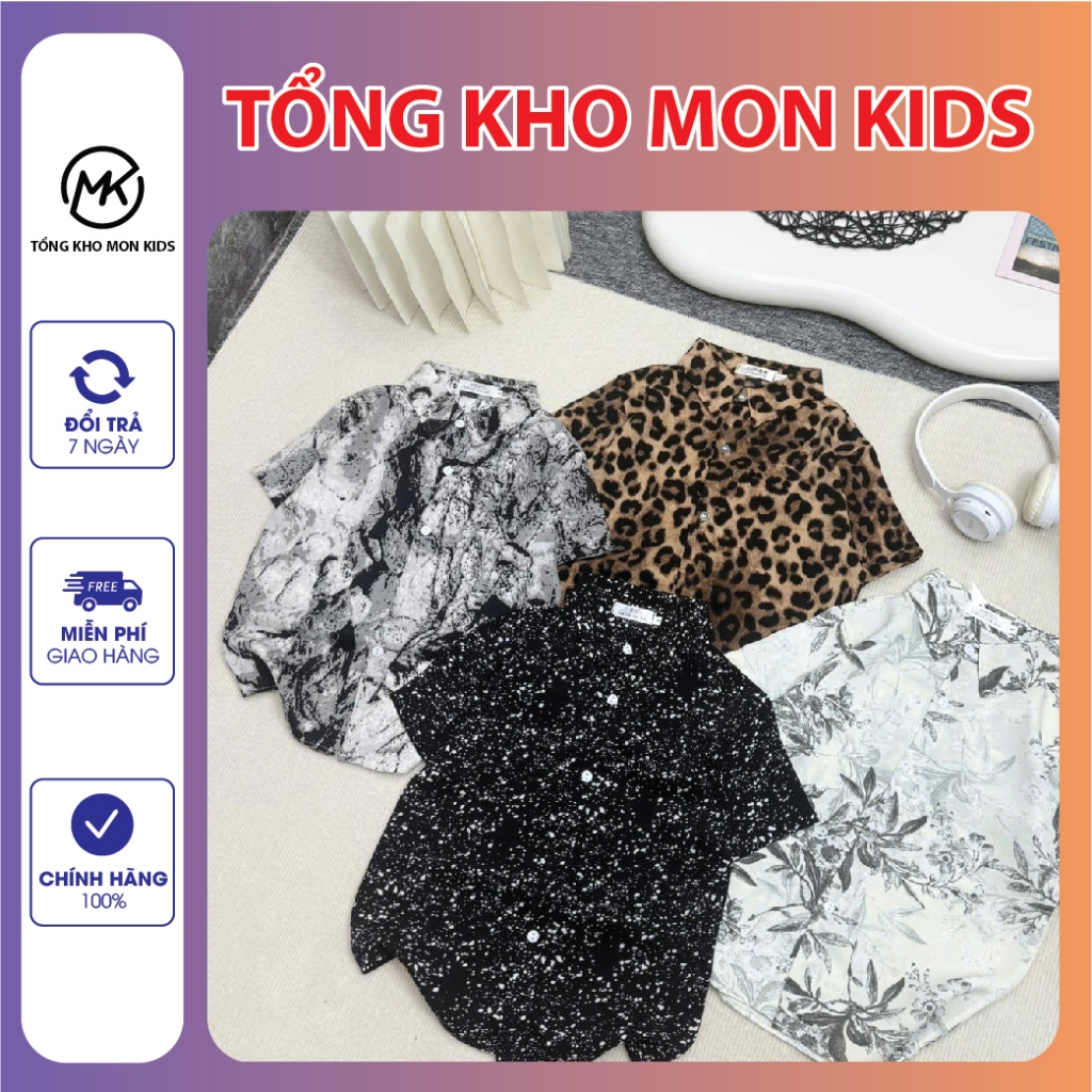 Áo sơ mi lụa tuyết cho bé trai 4 màu mềm mát, không nhăn nhàu từ 17-60kg.