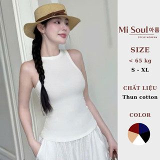 Áo 3 Lỗ TankTop Cotton Nữ MiSoul Basic Ôm Sát Tôn Dáng BigSize, Áo Sát Nách Trơn Cotton Co Giãn 446