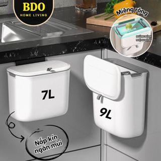 Thùng Rác Nhà Bếp Gắn Cánh Tủ 7L 9L Nắp Trượt Ngăn Mùi Tháo Rời Dễ Vệ Sinh, Thùng Rác Dán Tường Nhựa PP Chống Vỡ
