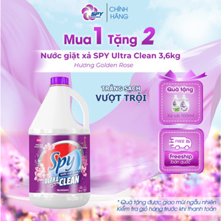 Can Nước Giặt Xả SPY Ultra Clean 3.6L – Màu Tím, 2 Trong 1, Hương Hoa Pháp, Trắng Sạch Vượt Trội