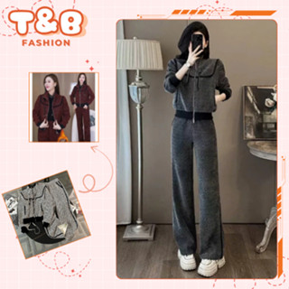 Bộ đồ dạ thu đông nữ, Set dạ nhung thiết kế lót lông mic quần ống xuông thời trang M90