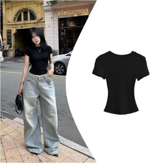 Áo thun cổ tròn chất thun gân tăm,Áo thun nữ form ôm Babytee,áo thun body thắt eo