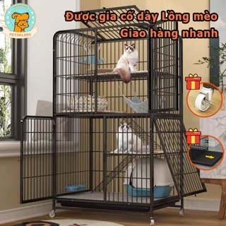 Chuồng mèo 2/3/4 Tầng Lồng Mèo 2 Tầng Biệt Thự Mèo Lồng thú cưng Lồng chó mèo Có Bánh Xe Tặng khay