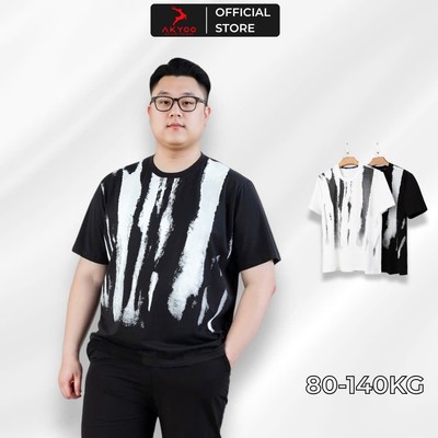 Áo thun nam big size Akyoo từ 80kg - 140kg - Chất liệu cotton thoáng mát, thấm hút mồ hôi tốt - AT DEN C2 - TRANG B6