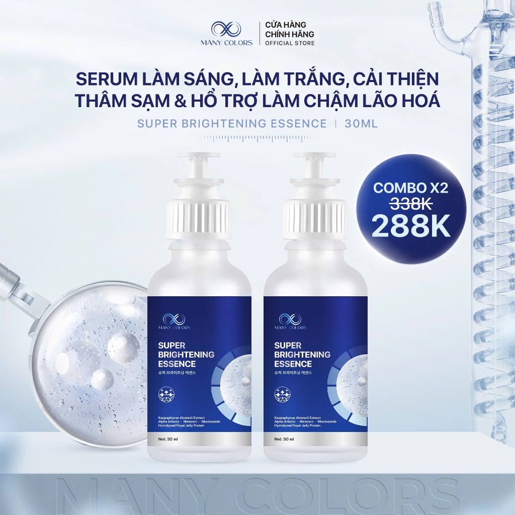 CB2 - Combo 2 Chai Serum SUPER BRIGHTENING ESSENCE 30ml - Hỗ Trợ Làm Sáng Dưỡng Trắng Mờ Thâm Sạm, C
