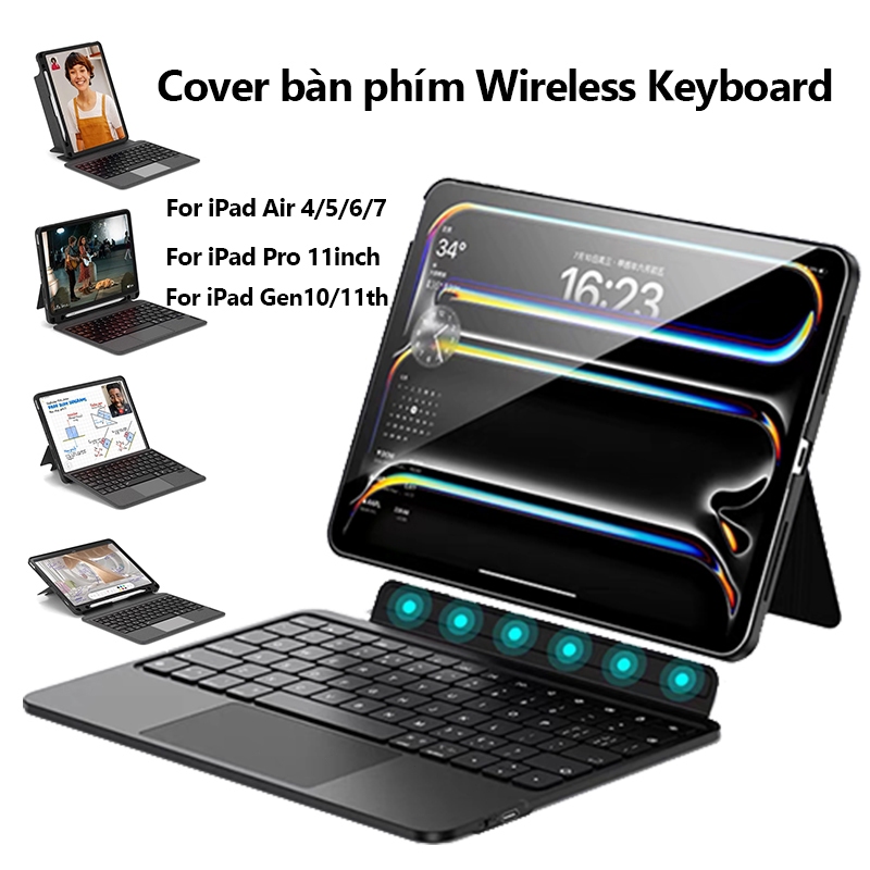 Bao da bàn phím Touch Keyboard cho iPad Air 4 / 5 / 6 / 7 M2 2024 / For iPad Pro 11 inch(18 19 20 21