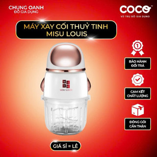 [Mẫu Mới] Máy Xay Đa Năng Misu Louis Cối Thủy Tinh Dày Bền 2 Lưỡi Inox Xay Sinh Tố, Thịt, Cua, Cá Bảo Hành Chính Hãng