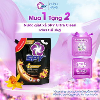 Combo 2 Túi Nước Giặt Xả SPY Ultra Clean Plus 3kg – Khử Mùi, Hương Nước Hoa Pháp, Đậm Đặc Tiết Kiệm