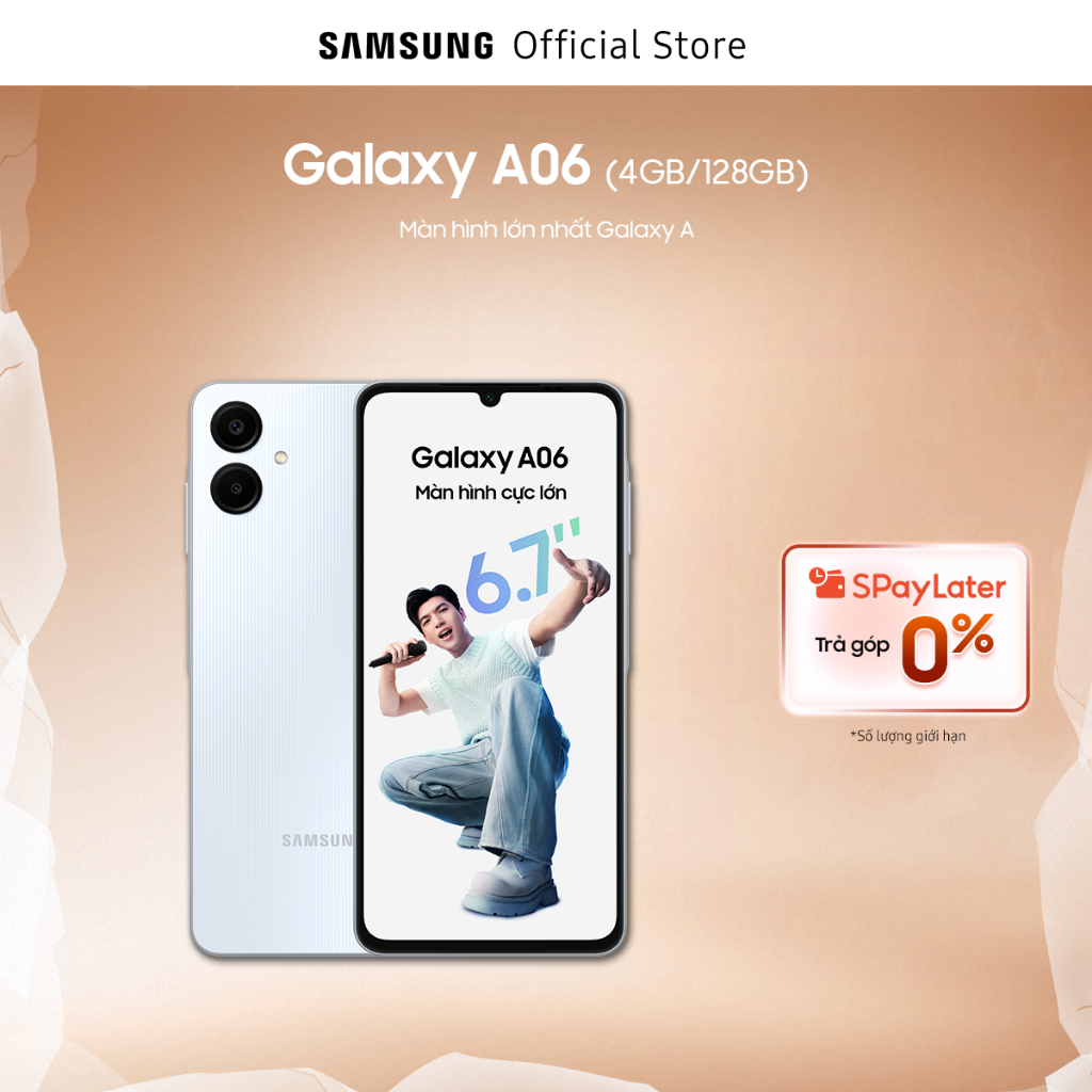 Điện thoại Samsung Galaxy A06 (4GB/128GB), màn hình to rộng 6.7
