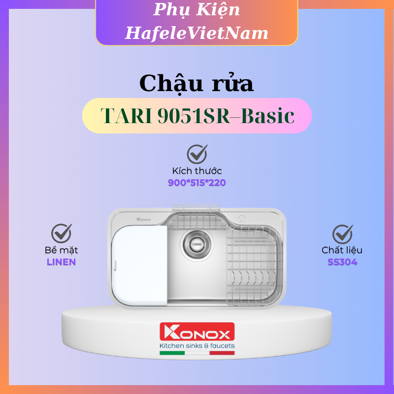 Chậu Rửa Bát Chống Xước Konox Tari 9051SR Basic – Bề Mặt Linen Siêu Nhỏ - PKHVN