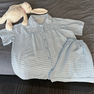  Set đồ bộ ngủ bộ ngủ mùa hè hoạ tiết caro form rộng chất đũi Hàn mịn - Jemcloset - MOPI - 8196 