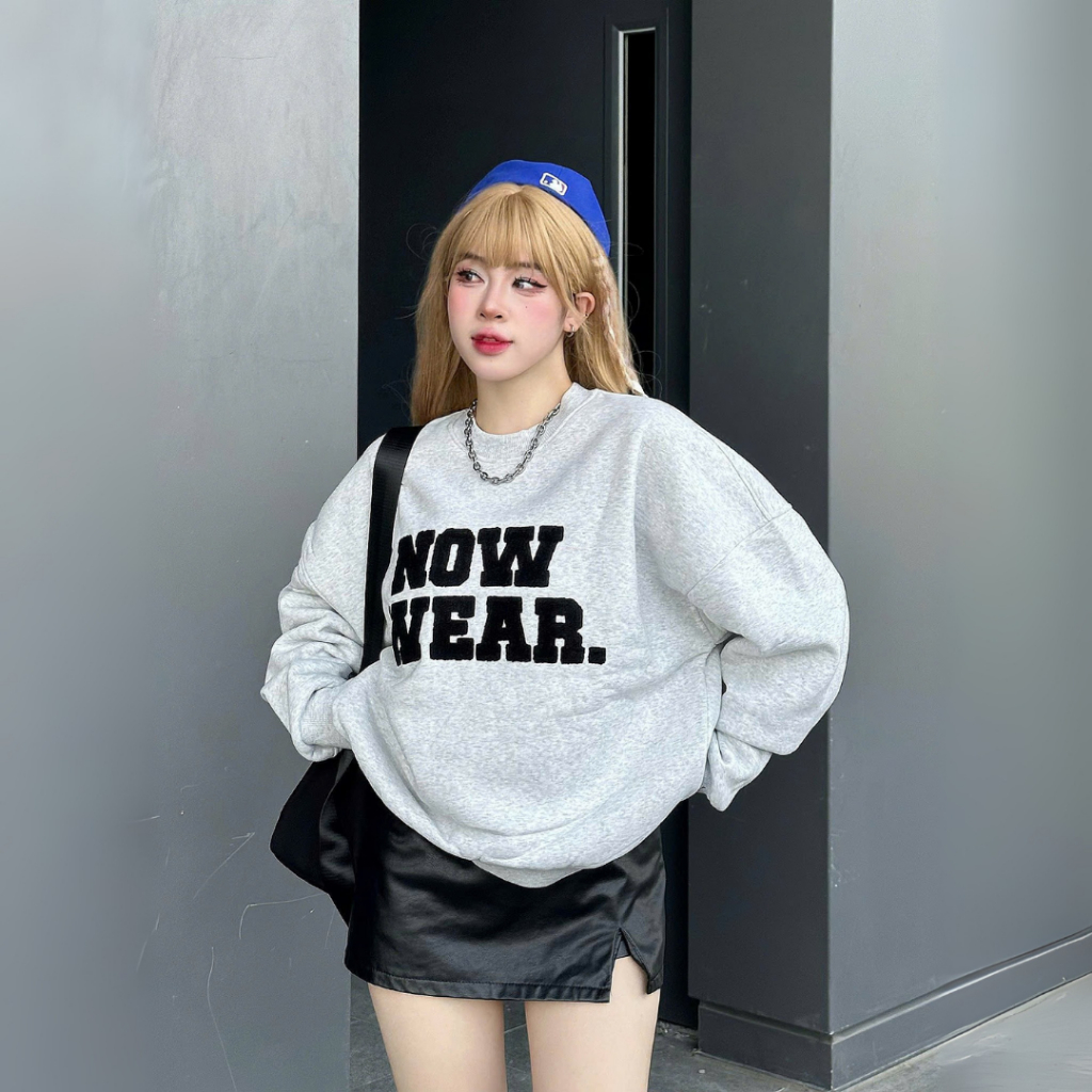 Áo Nỉ Sweater Thêu Xù Ver 1 Nowwear Tay Phồng Form Boxy Chất Nỉ Bông Dày Dặn Nam Nữ Unisex | BigBuy360 - bigbuy360.vn