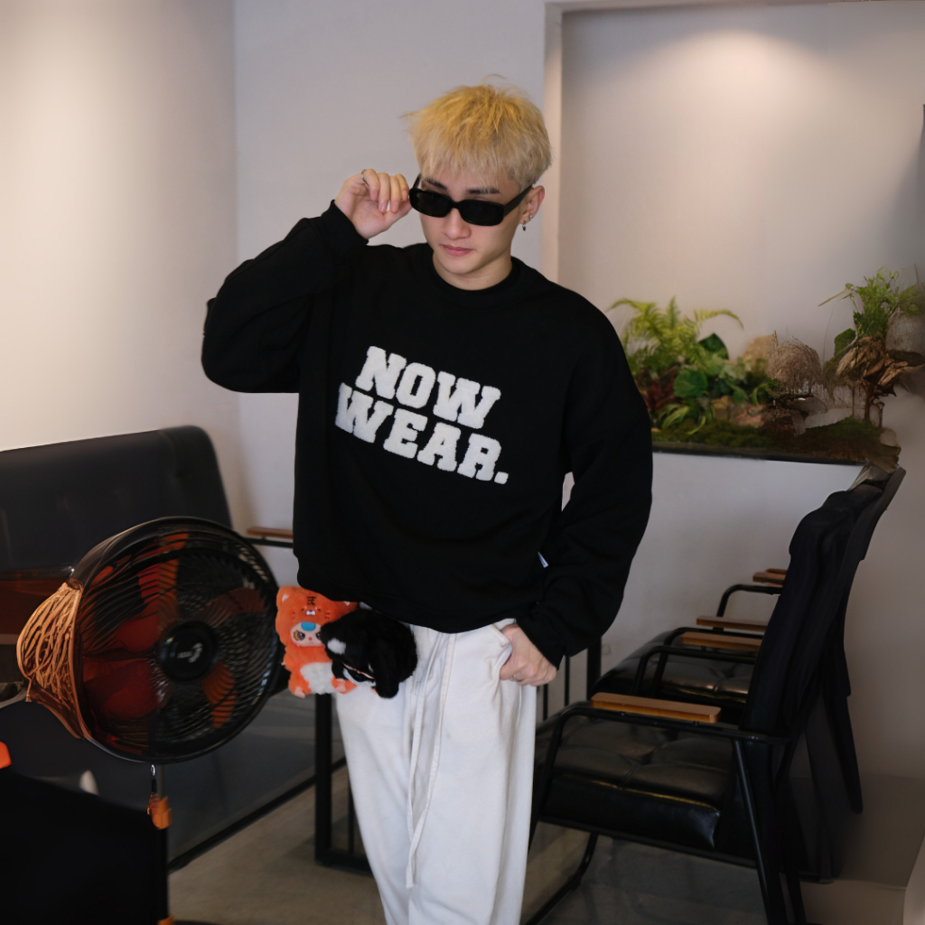 Áo Nỉ Sweater Thêu Xù Ver 1 Nowwear Tay Phồng Form Boxy Chất Nỉ Bông Dày Dặn Nam Nữ Unisex | BigBuy360 - bigbuy360.vn