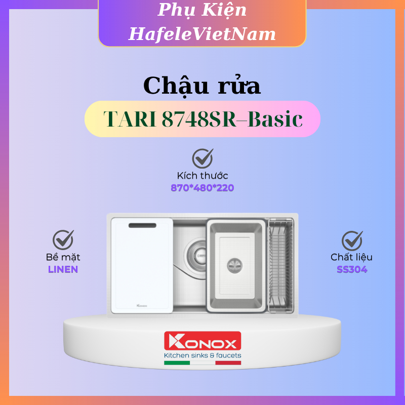 Chậu Rửa Bát Chống Xước Konox Tari 8748SR Basic – Thiết Kế Hiện Đại, Chống Xước Vượt Trội - TBB