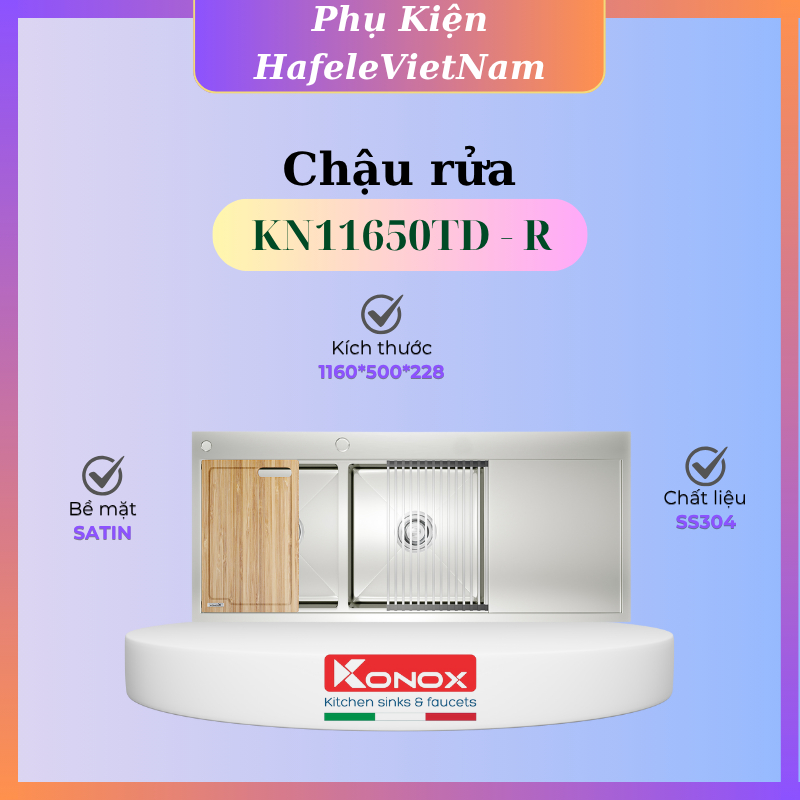 Chậu Rửa Konox Workstation – Topmount Sink KN11650TD Phải/ trái – Thiết Kế Cao Cấp - PKHVN
