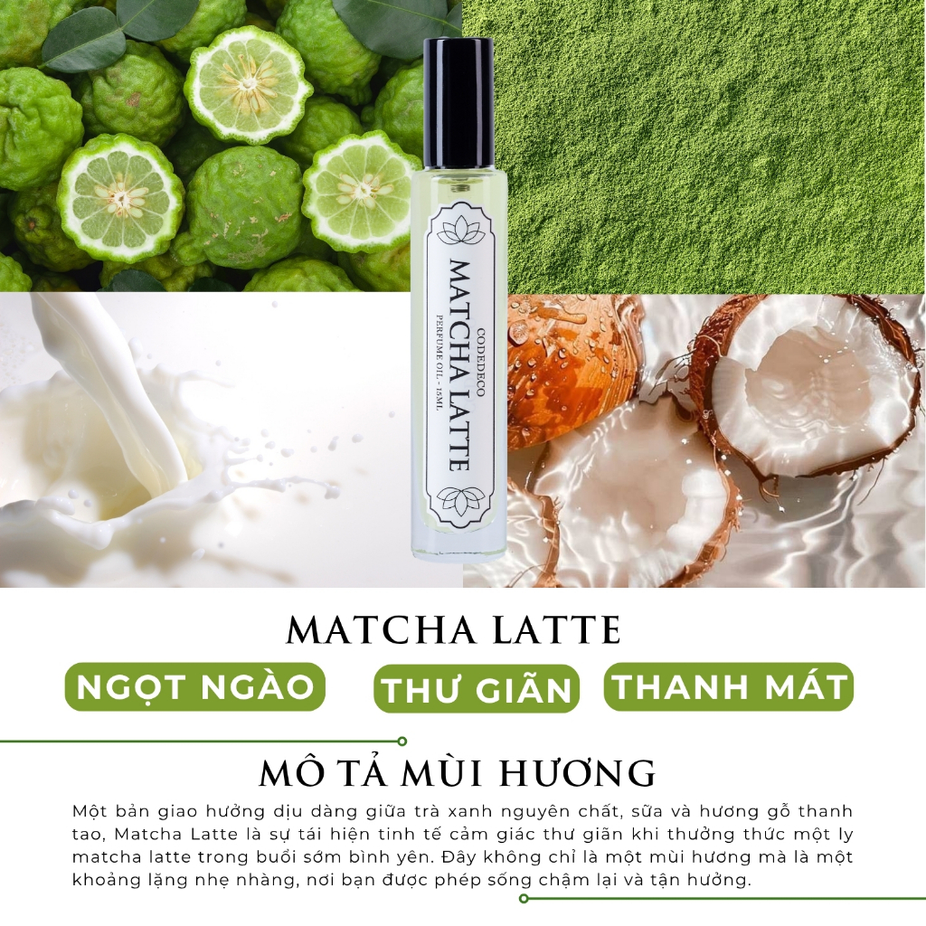 Tinh dầu thơm unisex CODEDECO Matcha Latte 15ml dạng xịt - Ngọt ngào, Sang trọng, Thanh mát | BigBuy360 - bigbuy360.vn