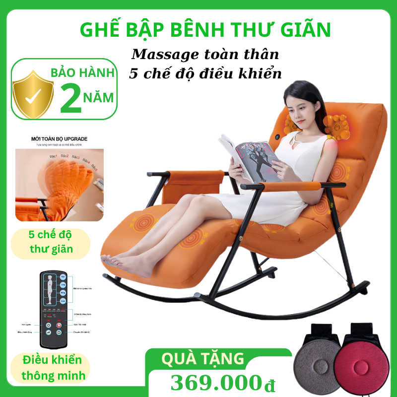 Ghế bập bênh thư giãn tại nhà TC024 điều chỉnh 5 cấp độ, Ghế Sofa thư giãn massage tại nhà nệm bông cao cấp