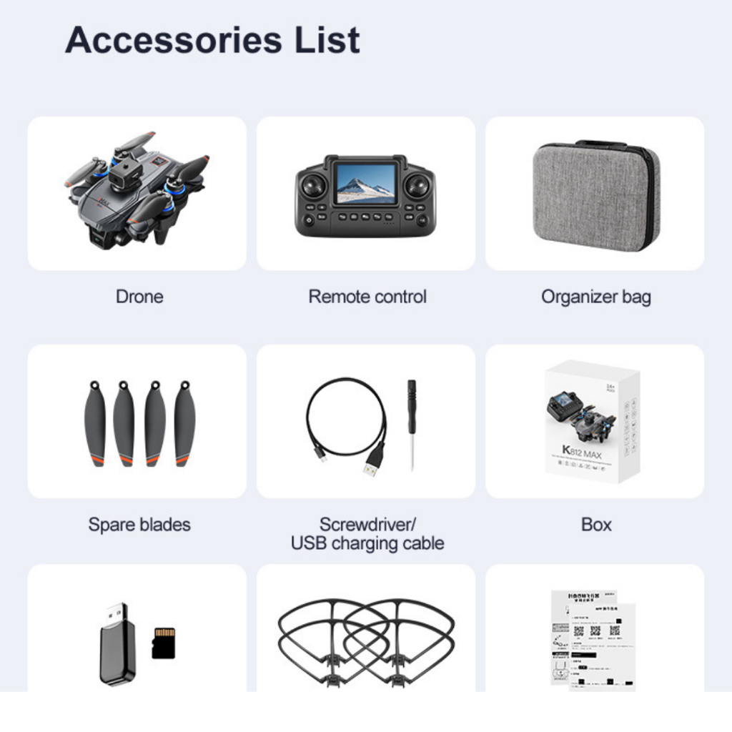 Máy Bay Flycam K812 Max Flycam camera 4K tay cầm màn hình Cảm Biến Chống Va Đập, Drone GPS tự trở về | BigBuy360 - bigbuy360.vn