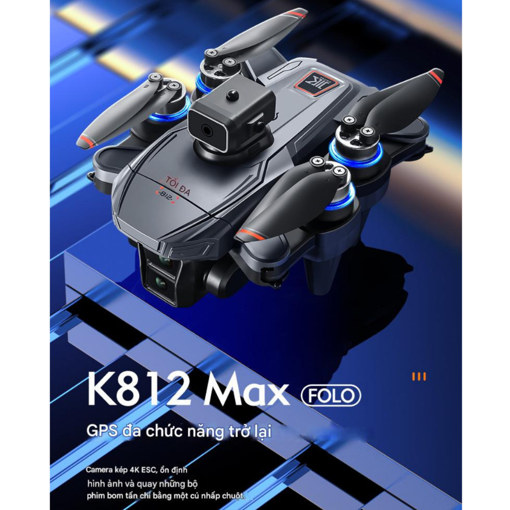 Máy Bay Flycam K812 Max Flycam camera 4K tay cầm màn hình Cảm Biến Chống Va Đập, Drone GPS tự trở về | BigBuy360 - bigbuy360.vn