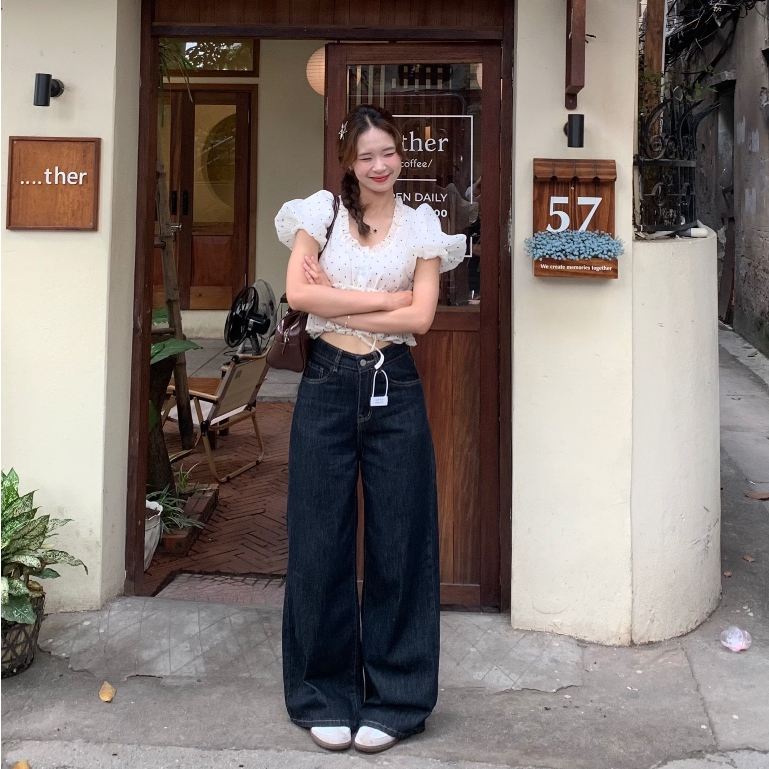 (PREMIUM )Quần jeans ống rộng eo cao vibe thu đông MINI004 | BigBuy360 - bigbuy360.vn