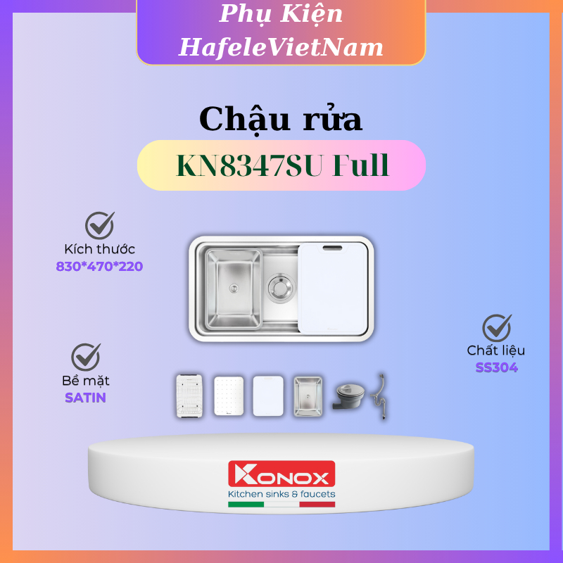 Chậu Rửa Bát Konox Workstation – Undermount Sink KN8347SU Dekor Full/ Basic - Sáng bóng - PKHVN