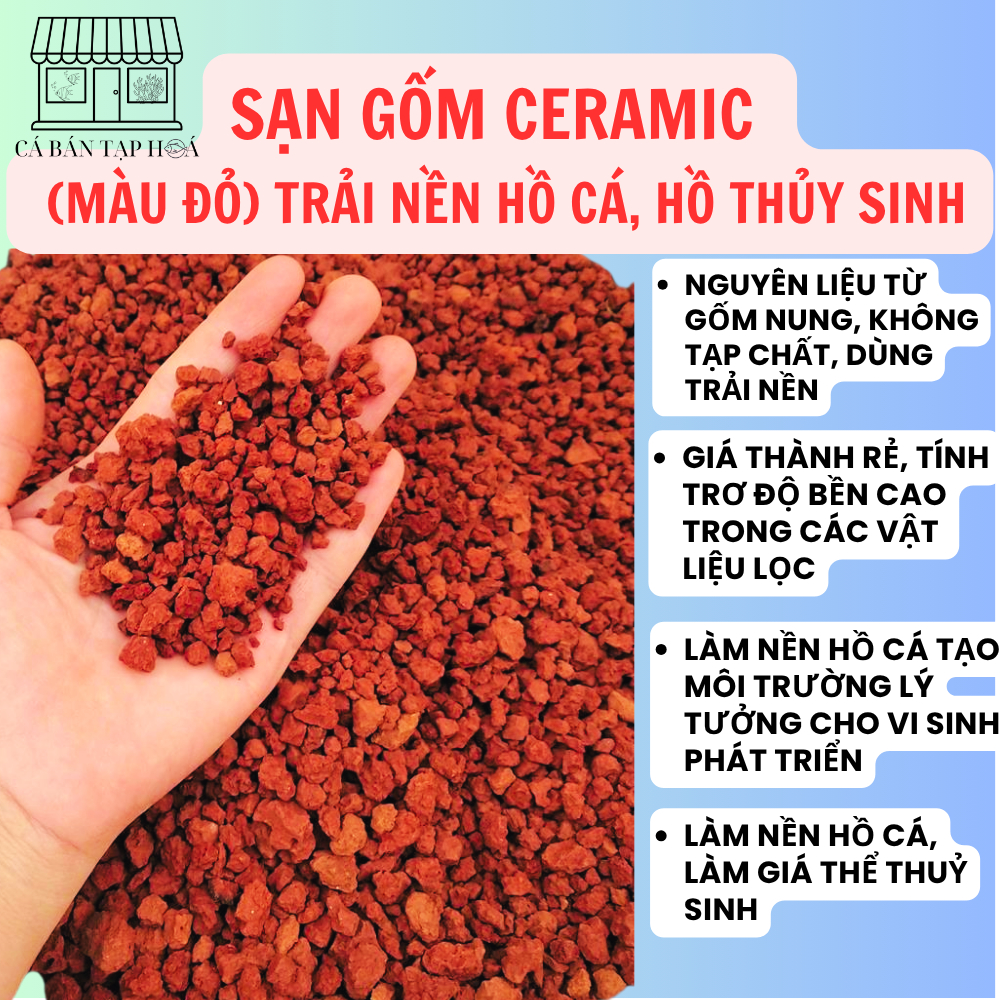  1kg Sạn gốm ceramic  màu đỏ  Trải Nền Hồ Thủy Sinh 