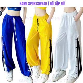 Quần jogger thể thao nữ chất gió ống suông cúc bấm chuyên nhảy zumba, dance, aerobic QJ09