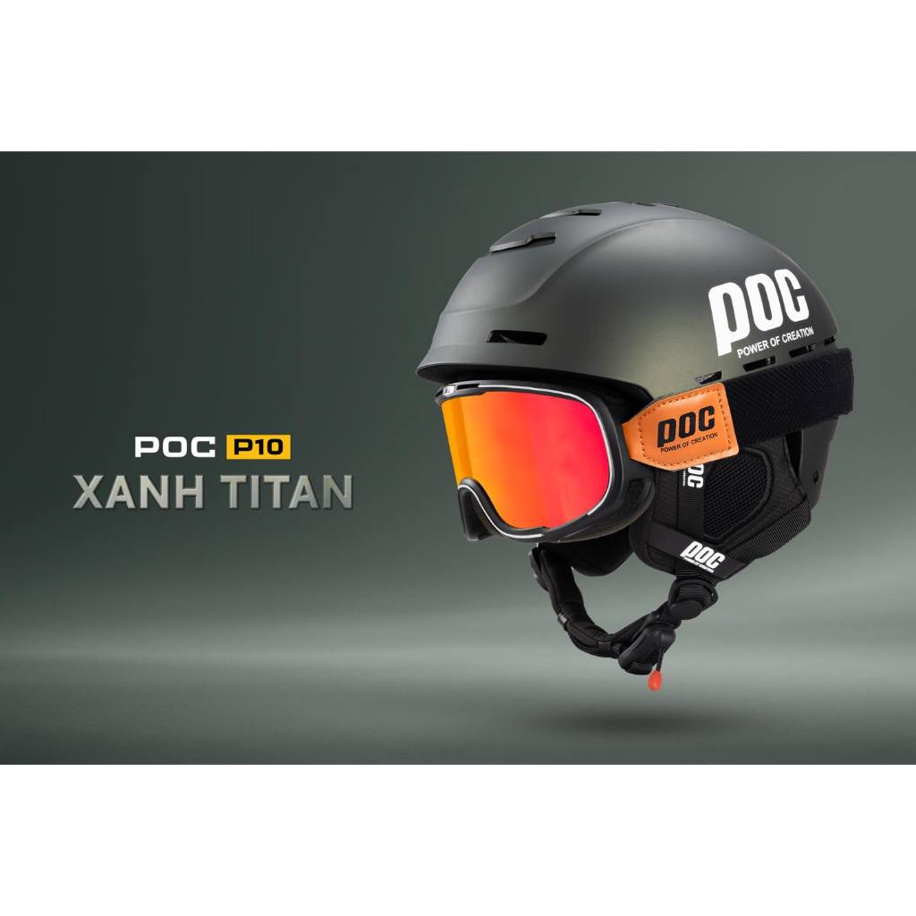 Mũ Bảo Hiểm POC P10 Có Kính Dây – Khóa Từ, Ốp Tai Êm