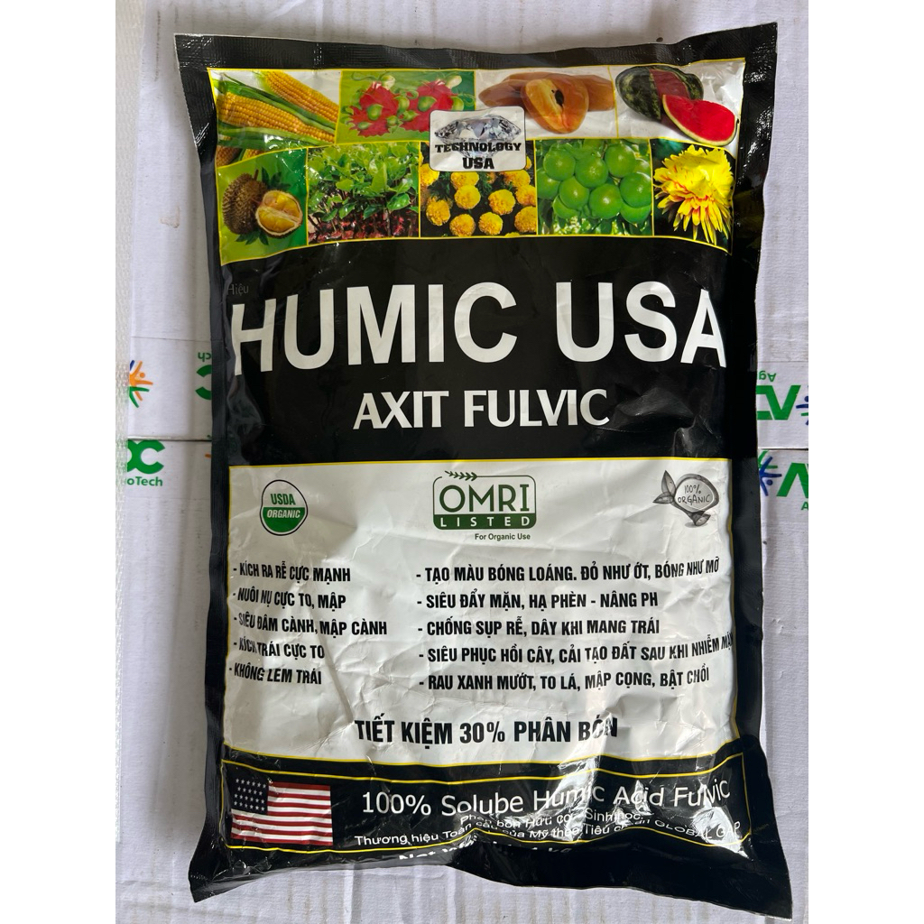 HUMIC USA AXIT FULVIC  [ gói 1kg] pha 800 lít nước là  phân hữu cơ- kích thích ra rễ phát triển- hiệ