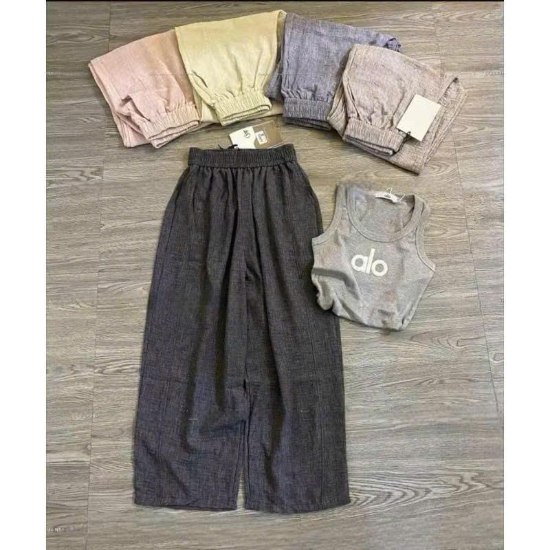 { DEAL MỞ BÁN } Quần Baggy Thụng Chất Linen Xước Dáng Lửng Cạp Chun Form Xinh Mia.Store