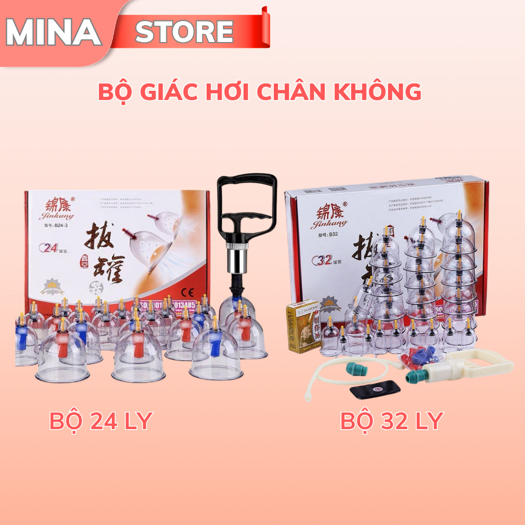 Bộ Giác Hơi Chân Không 24 Ly, 32 Ly, Bộ Giác Hơi Không Lửa, Cốc Giác Dùng Cho Gia Đình- Spa